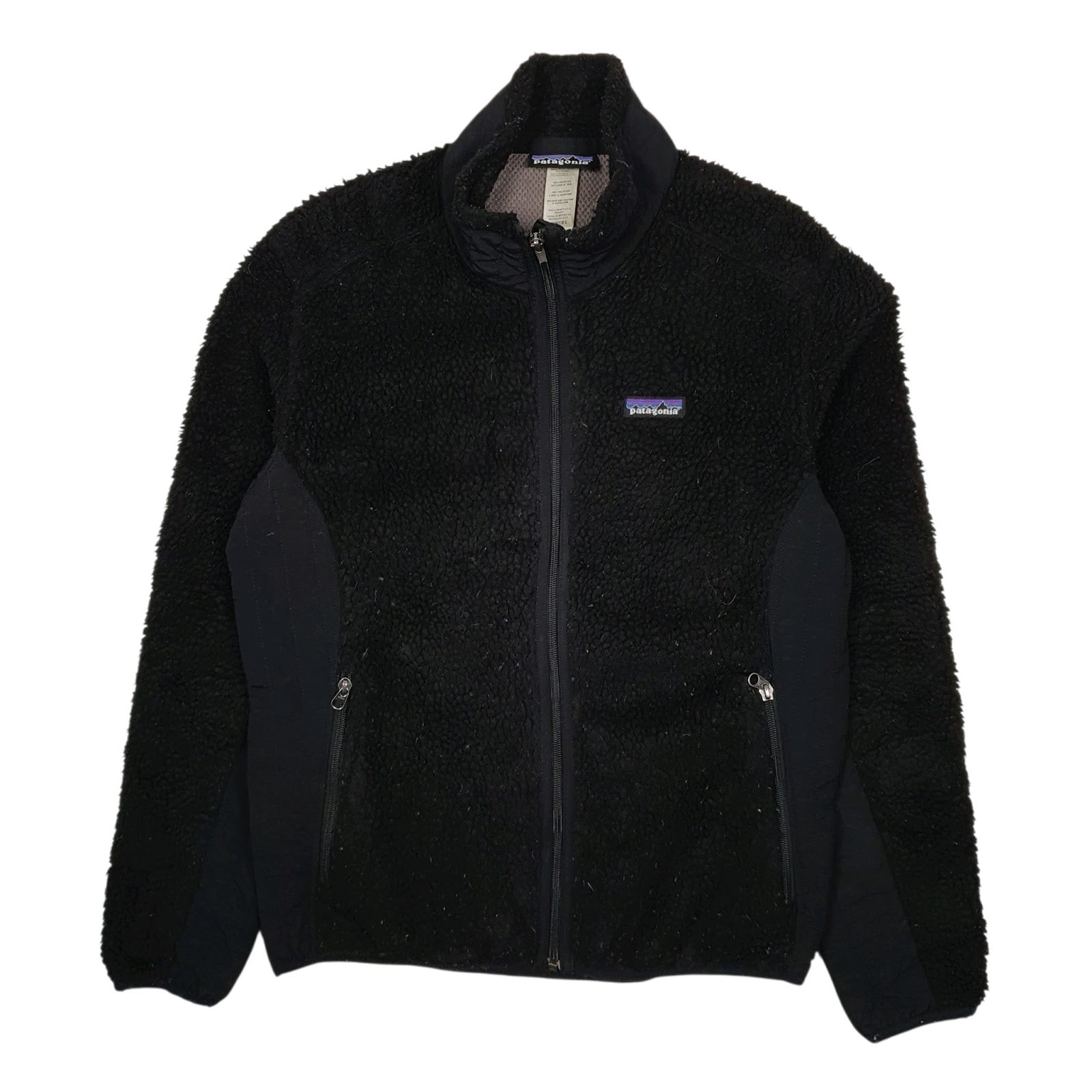 Womens Black Patagonia Retro X Deep Pile Fleece Full Zip Coat