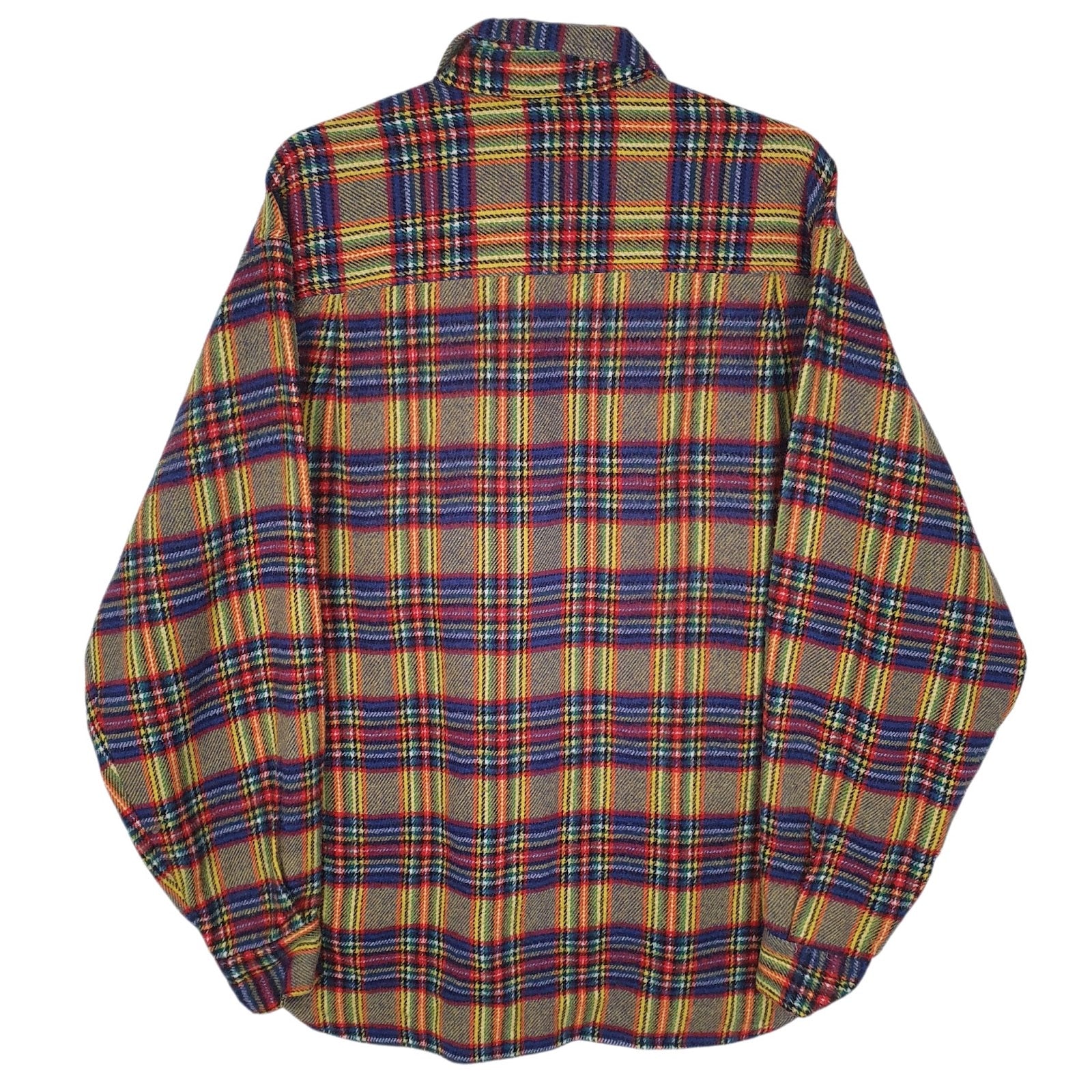 Mens Yellow Benetton Vintage Flannel  Shirt