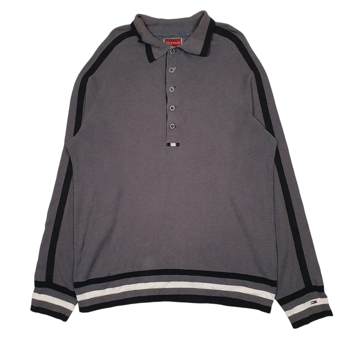 Mens Grey Tommy Hilfiger Henley Crewneck Jumper
