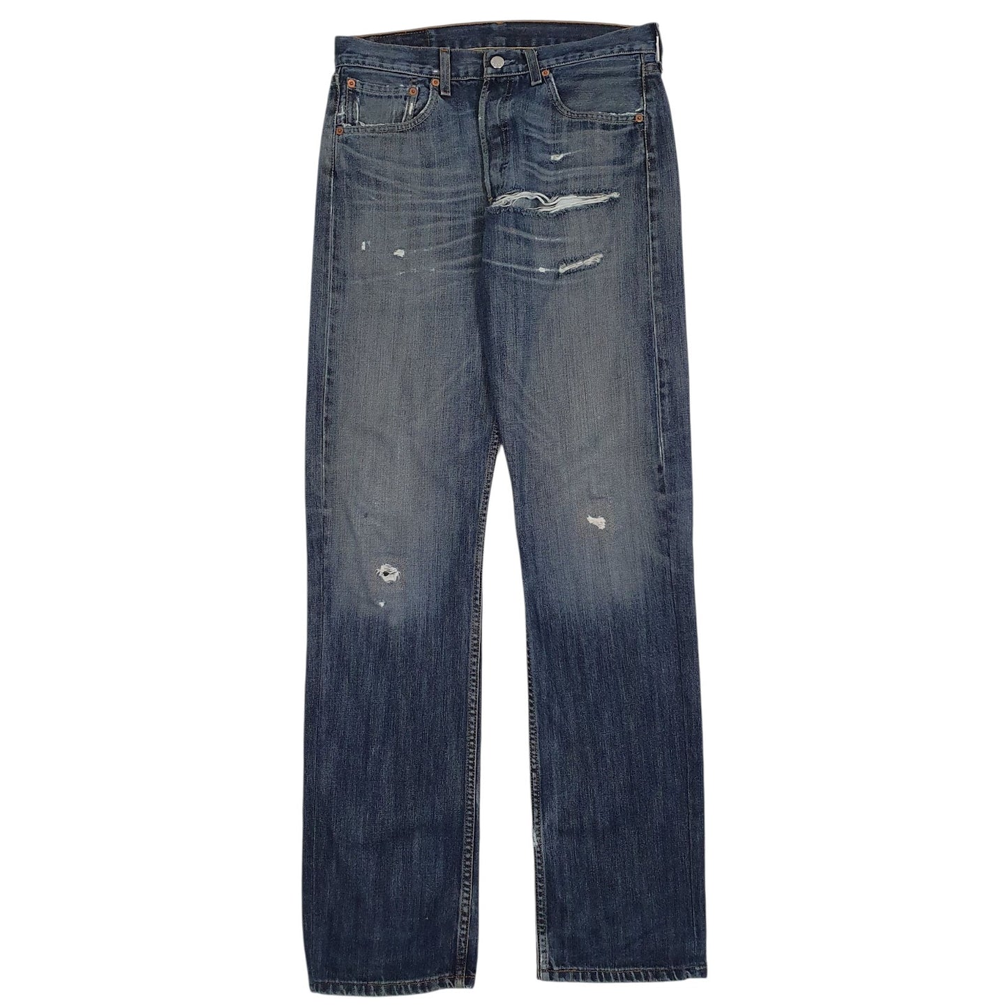Mens Blue Levis Distressed 501 JeansW31 L34