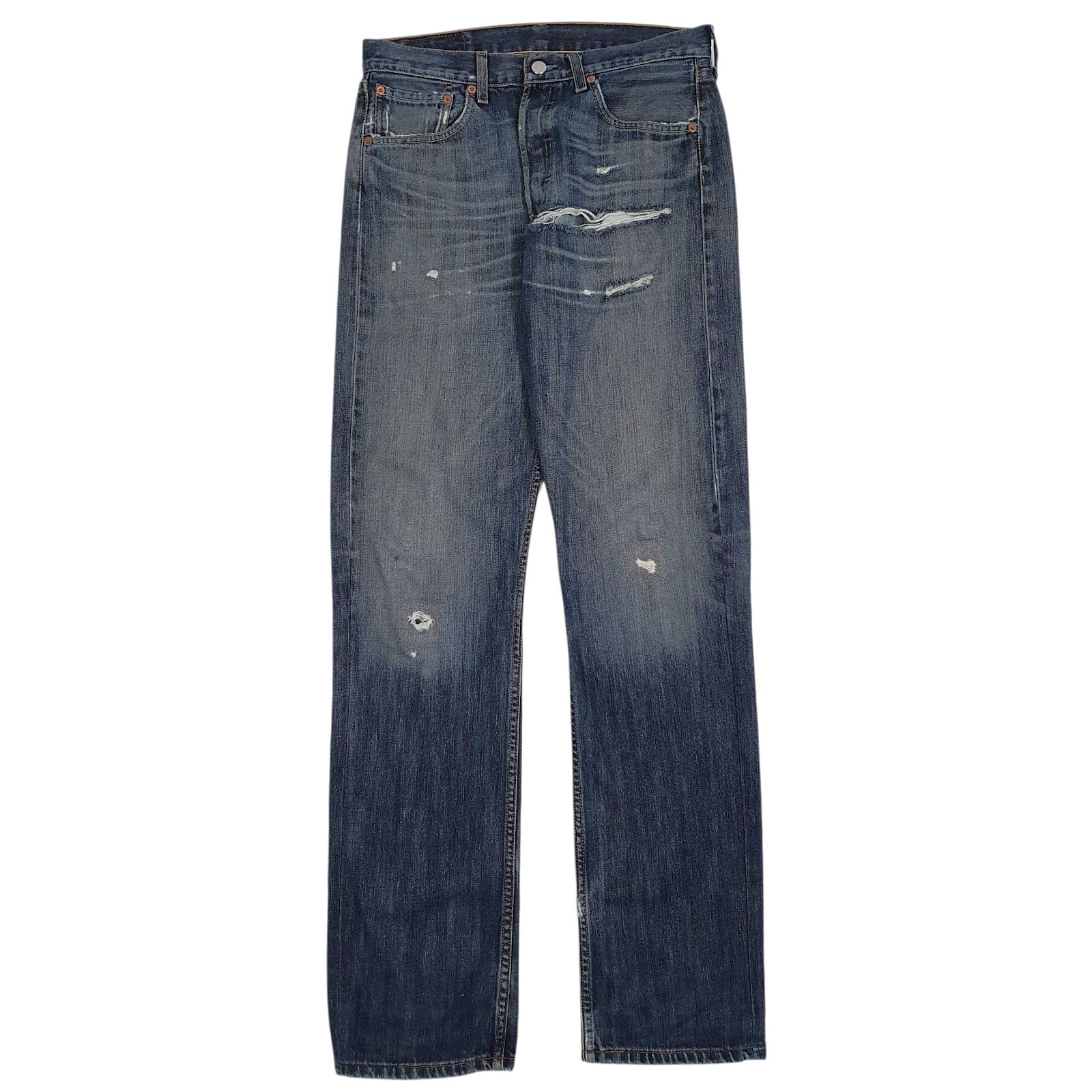 Mens Blue Levis Distressed 501 JeansW31 L34