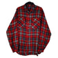 Mens Red Brugi Plaid Flannel Long Sleeve Shirt