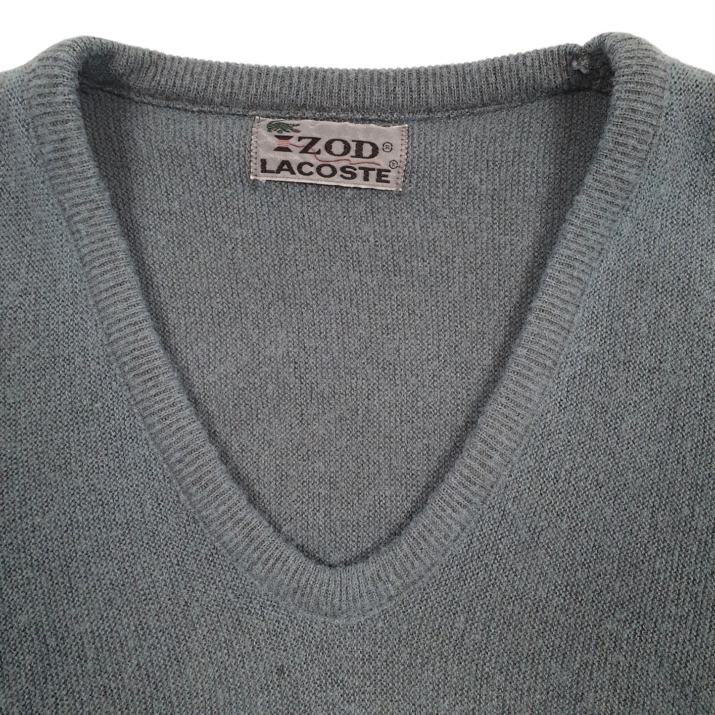 Mens Blue Izod Lacoste Vintage 90s V Neck Jumper