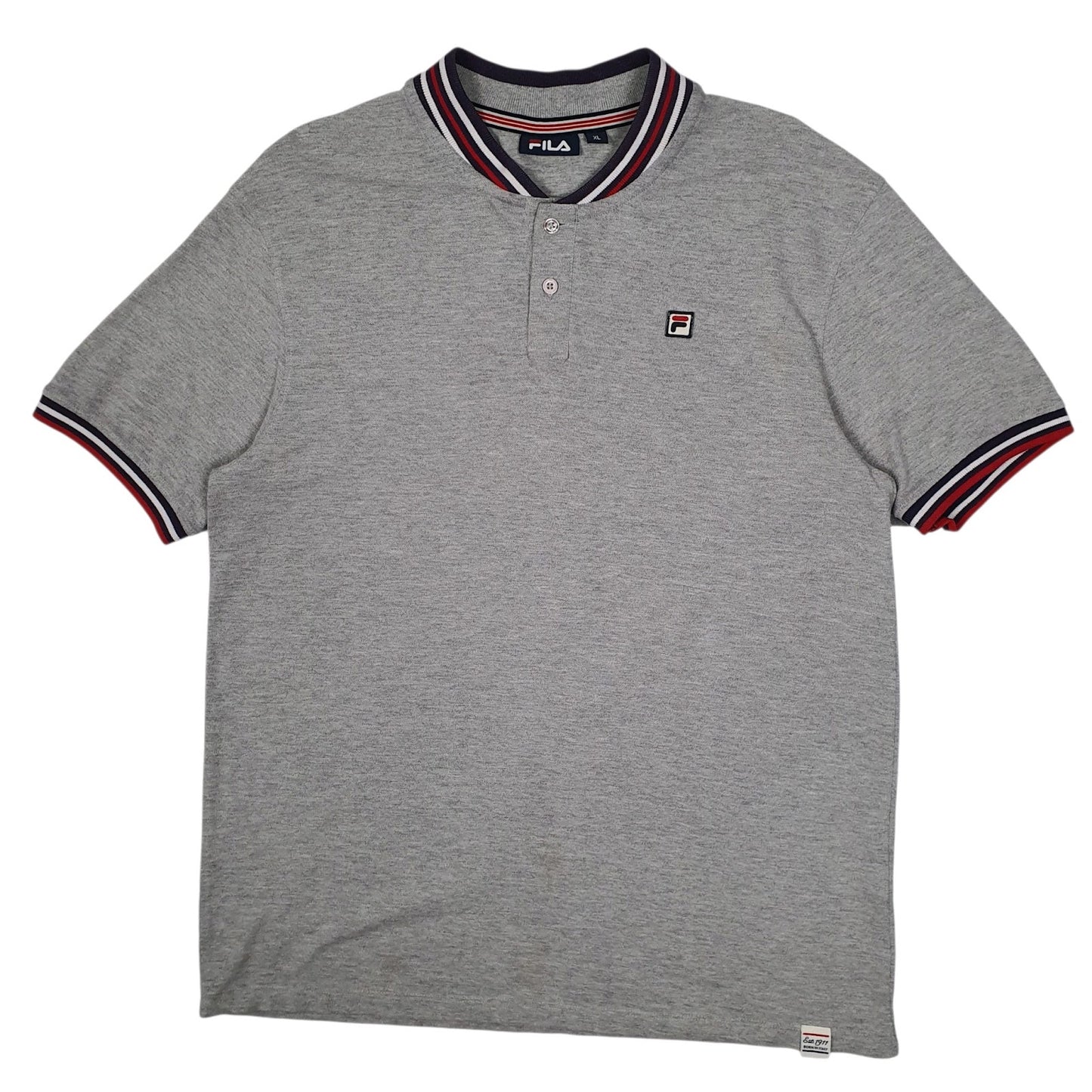 Mens Grey Fila  Short Sleeve Polo Shirt