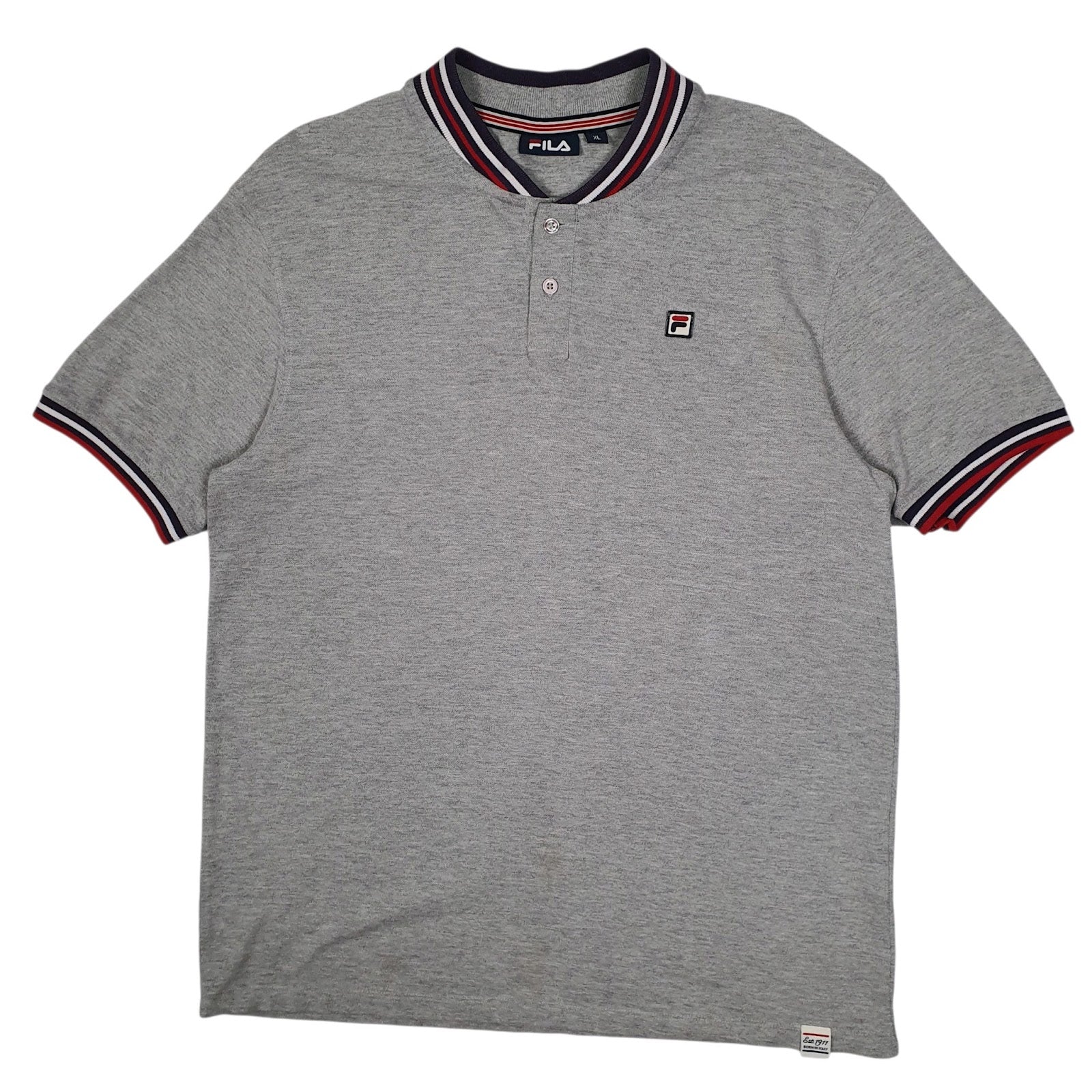 Mens Grey Fila  Short Sleeve Polo Shirt