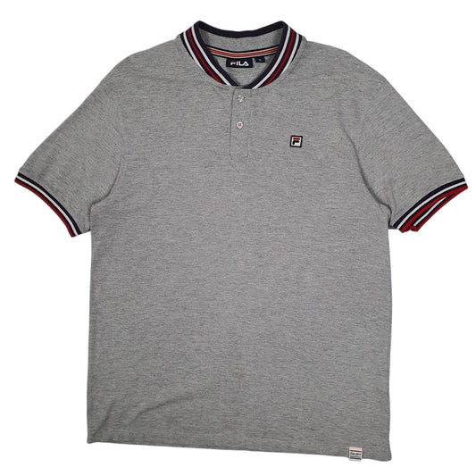 Mens Grey Fila  Short Sleeve Polo Shirt