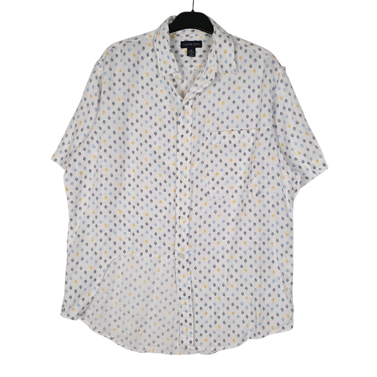 Mens White Lands End  Short Sleeve Shirt