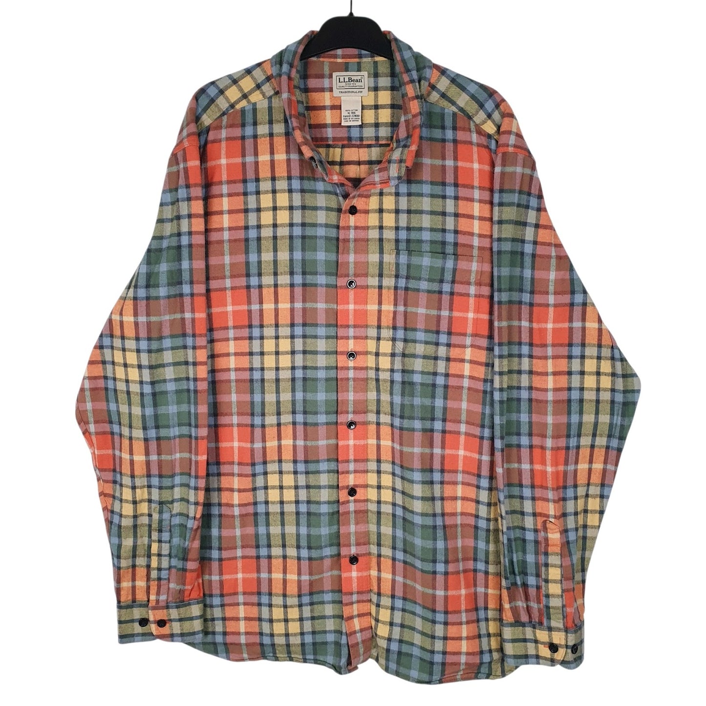 Mens Green L.L.Bean Flannel Long Sleeve Shirt