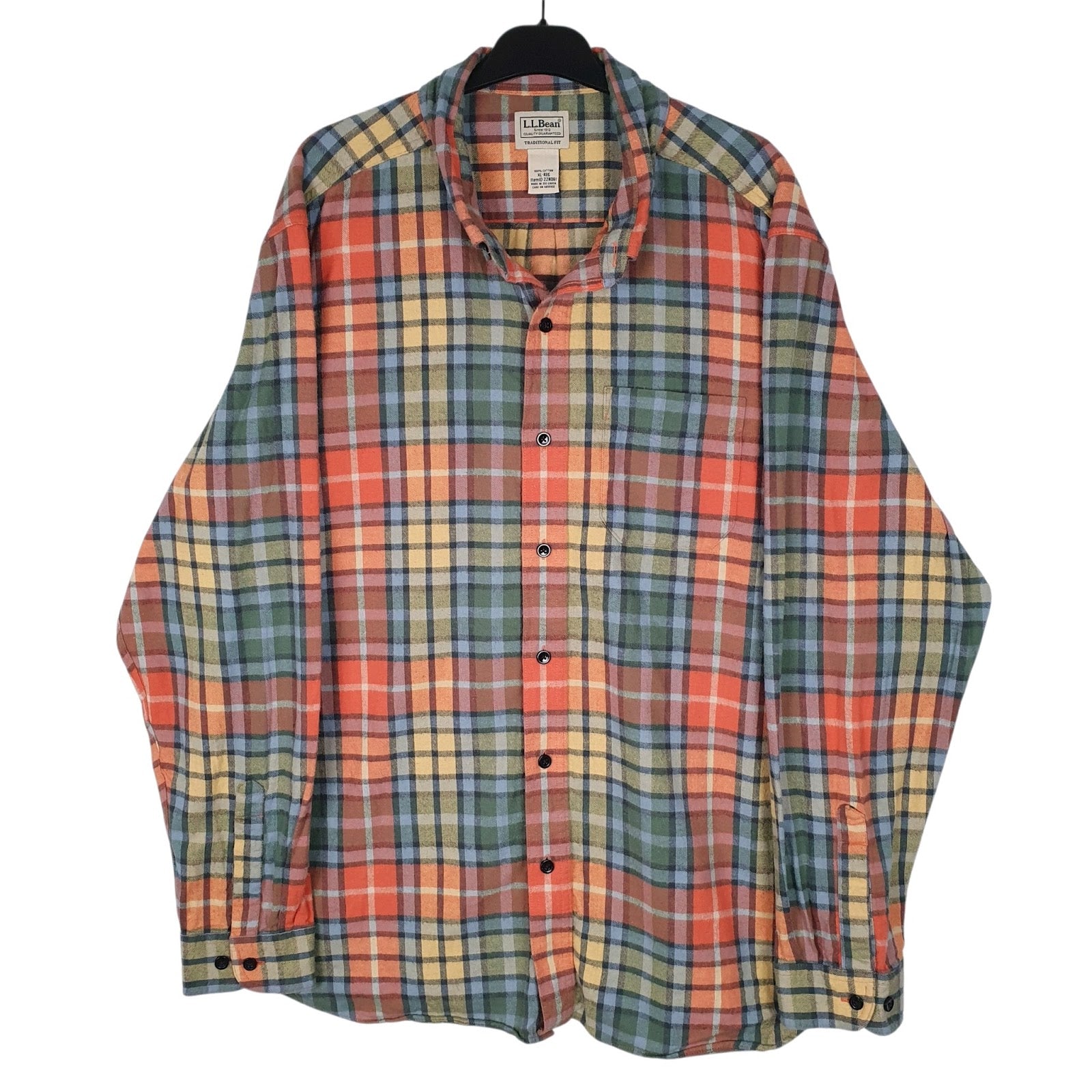Mens Green L.L.Bean Flannel Long Sleeve Shirt