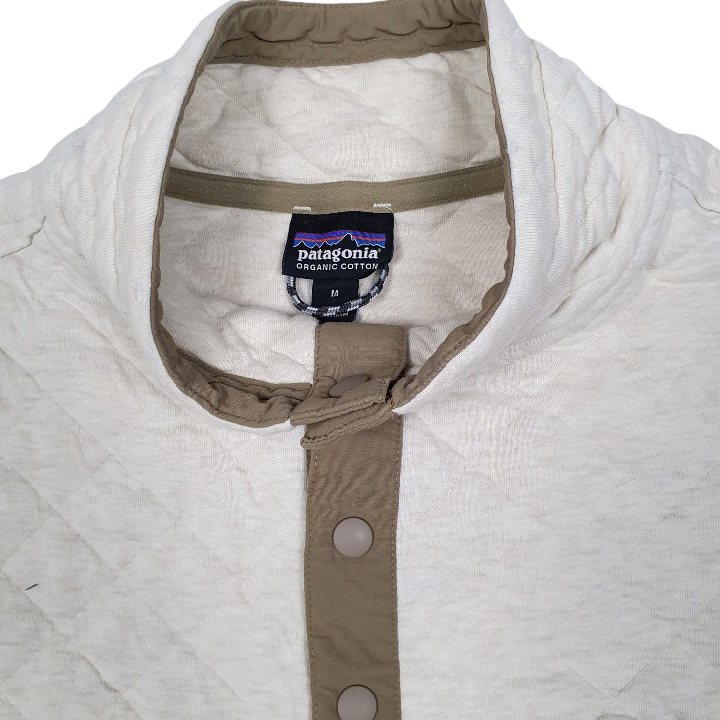 Mens Cream Patagonia Organic Snap T Quarter Zip Jumper
