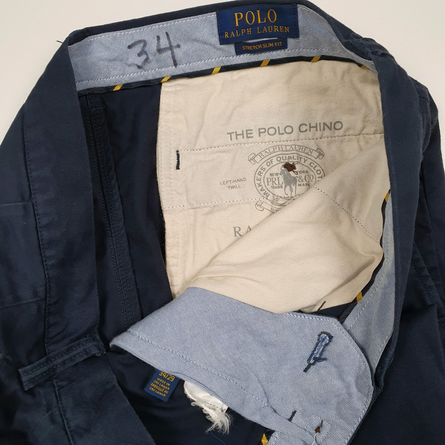 Mens Navy Polo Ralph Lauren Stretch Slim Fit  Trousers