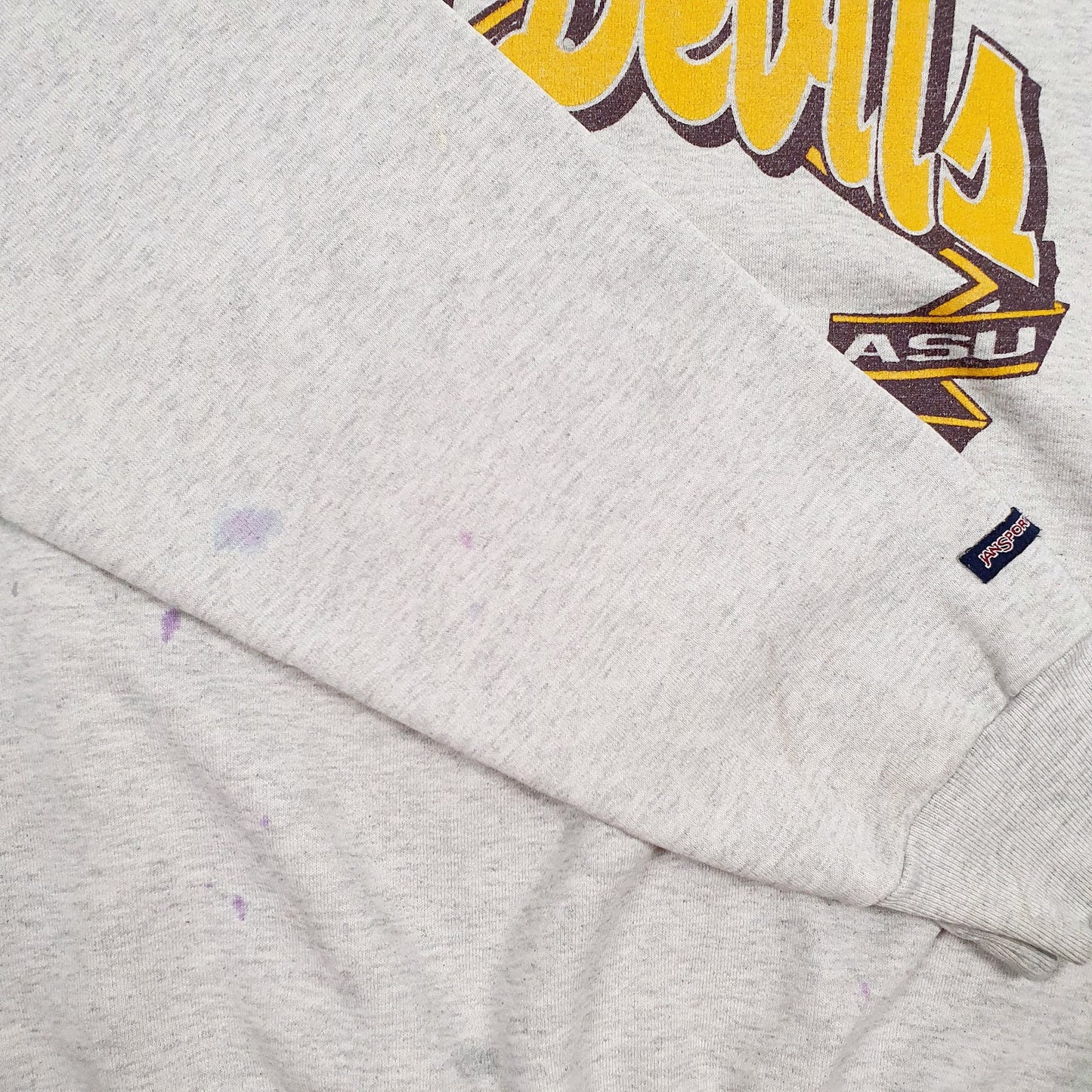 Mens Grey Jan Sport Vintage 90s Made In USA Arizona State University Sun Devils Crewneck Jumper