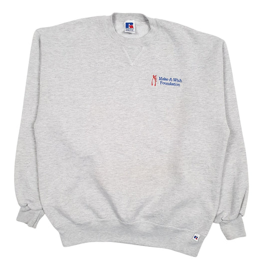 Mens Grey Russel Athletic Make A Wish Foundation Vintage 90s Made In USA Crewneck Jumper