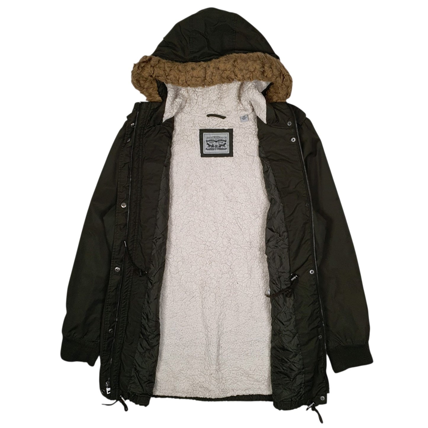 Mens Green Levis Sherpa Lined Military  Coat