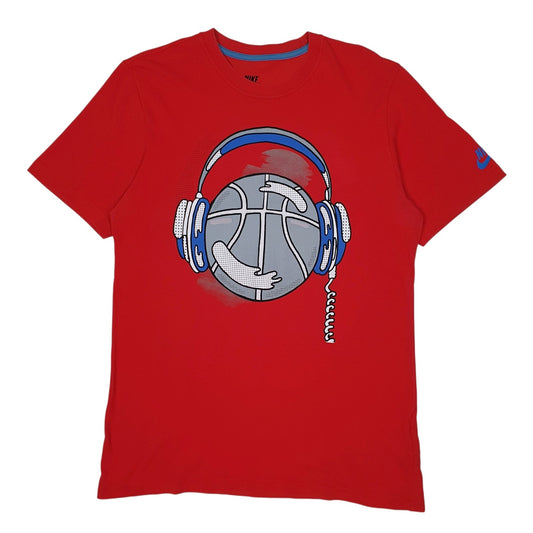 Mens Red Nike Basketball Music Short Sleeve T Shirt