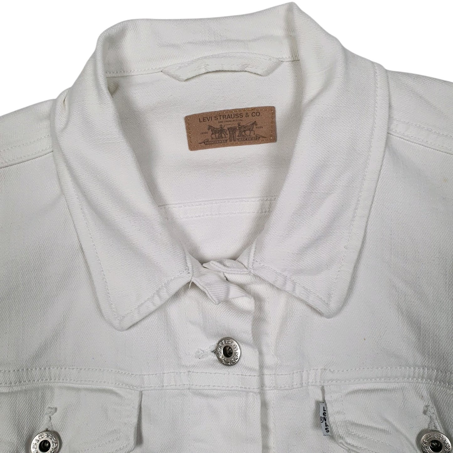 Womens White Levis Type 3 Trucker Crewneck Coat