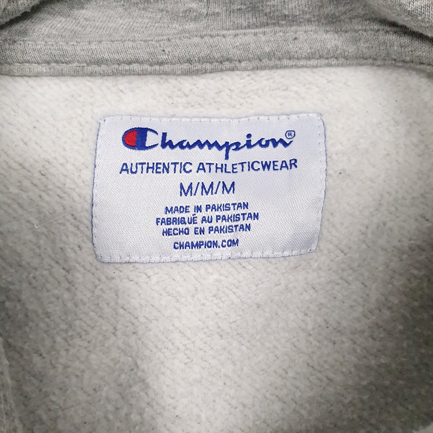 Mens Grey Champion Spellout Hoodie Jumper