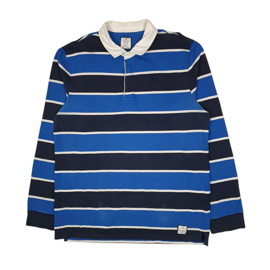 Mens Blue Denver Hayes Rugby Long Sleeve Polo Shirt