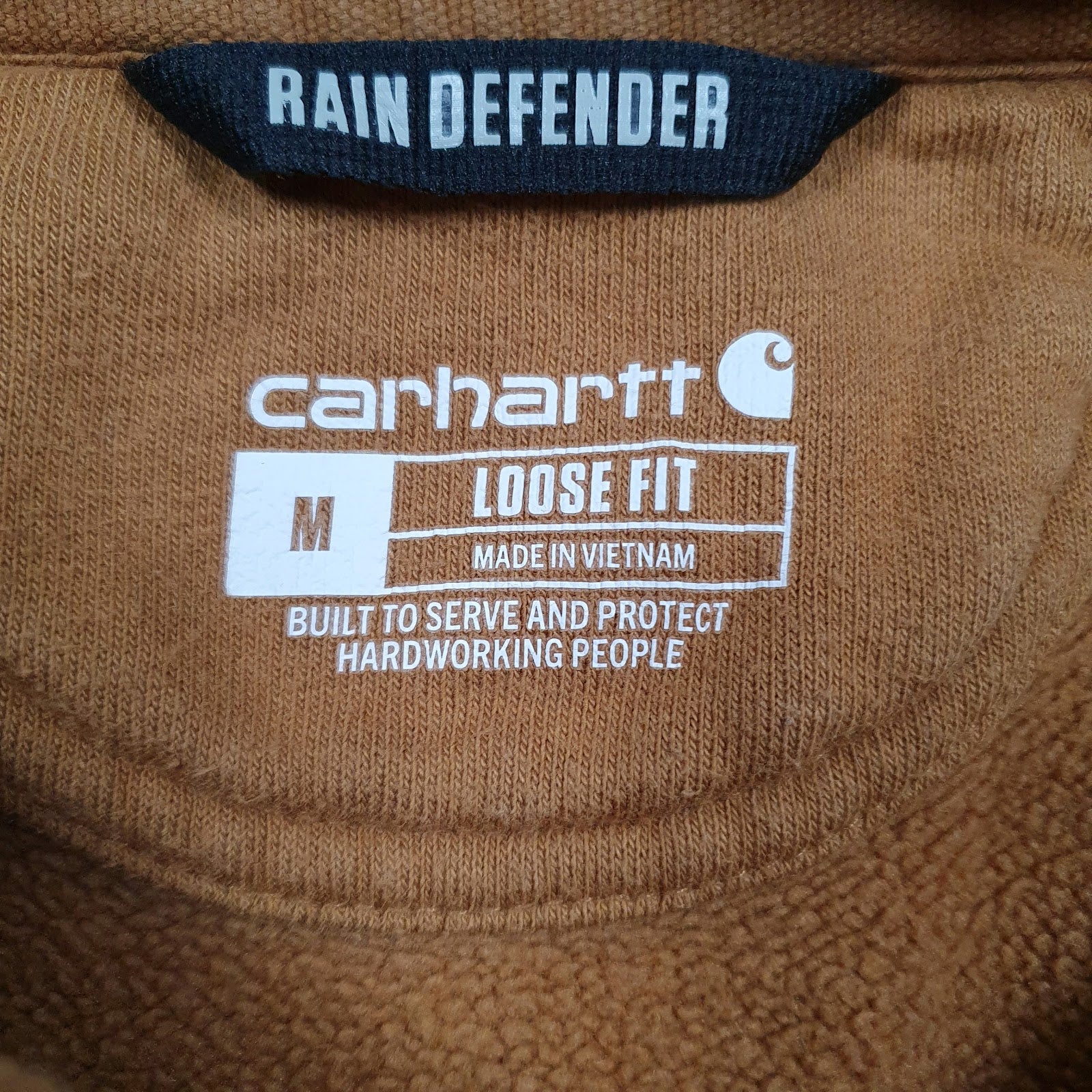 Mens Brown Carhartt Spellout Hoodie Jumper