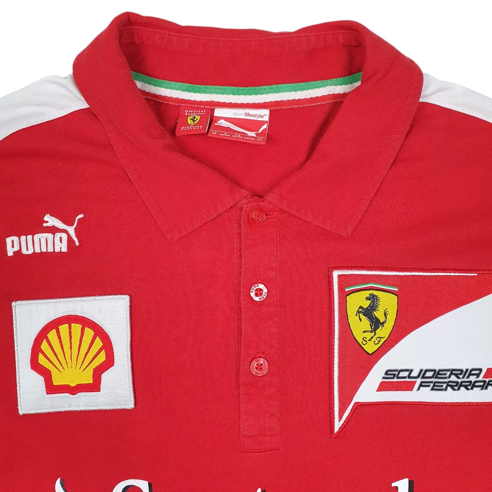 Mens Red Puma Scuderia Ferrari F1 Formula One Cardigan Polo Shirt
