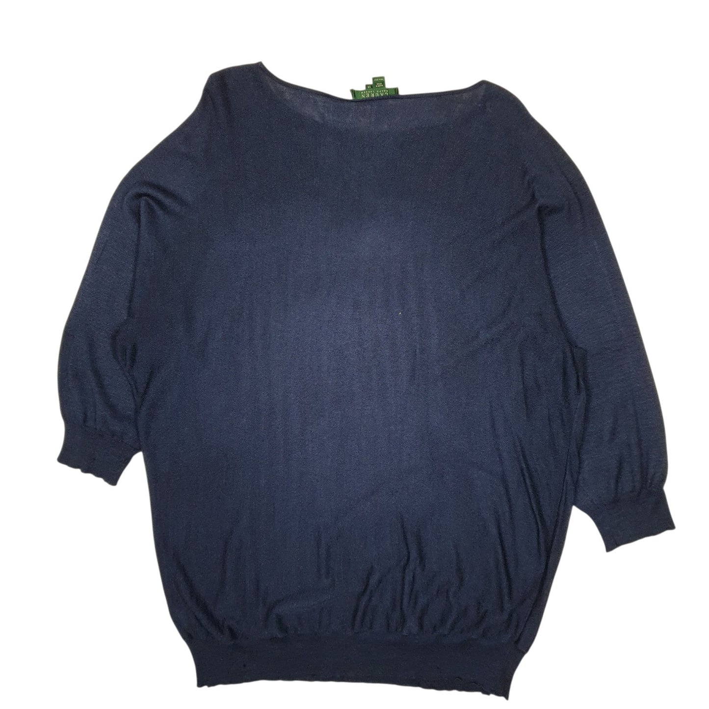 Womens Navy Ralph Lauren Lightweight Baggy Shoal Crewneck Jumper
