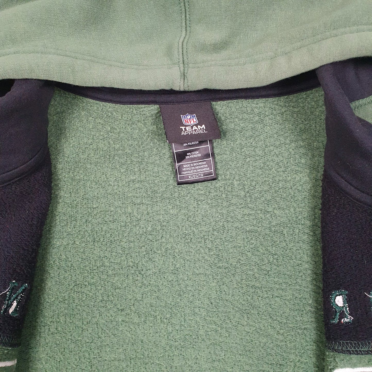 Mens Green NFL New York Jets Hoodie Full Zip Jumper