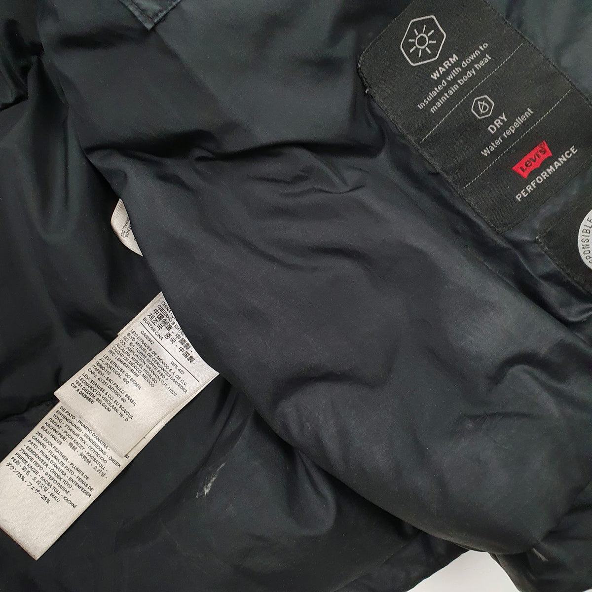 Mens Black Levis   Coat