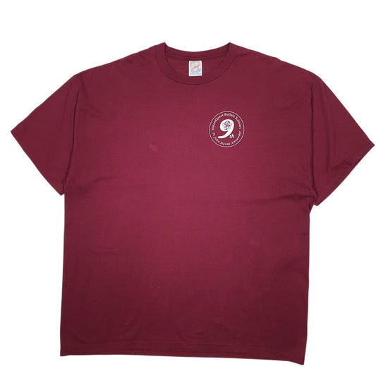 Mens Burgundy Jerzees Vintage 90s Single Stitch Short Sleeve T Shirt