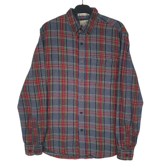 Mens Grey L.L.Bean Flannel Long Sleeve Shirt