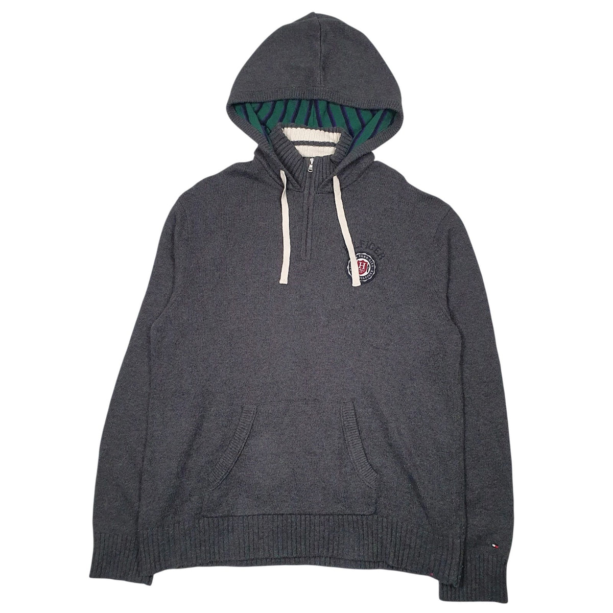 Mens Grey Tommy Hilfiger Knit Hoodie Jumper