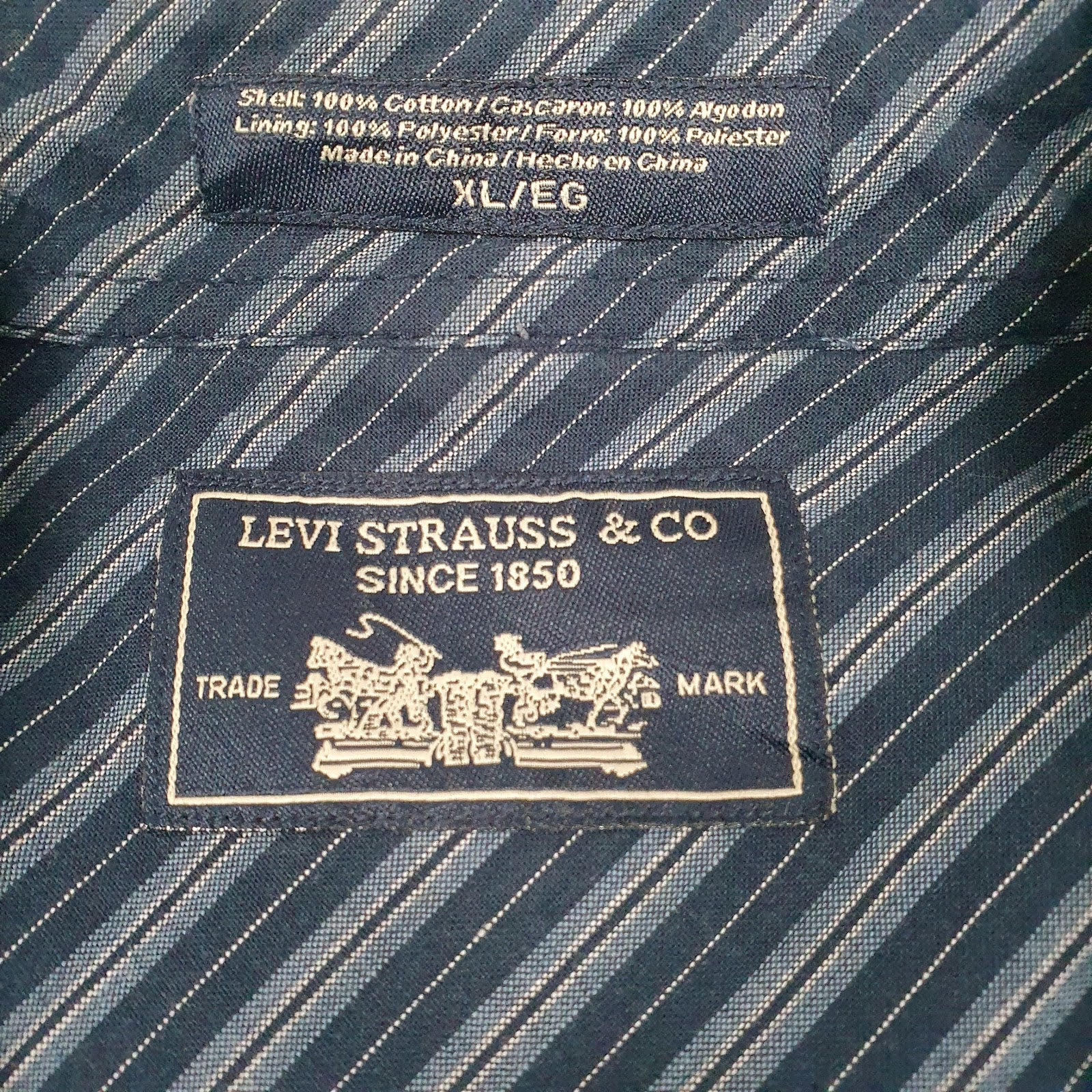 Mens Navy Levis Padded Full Zip Coat