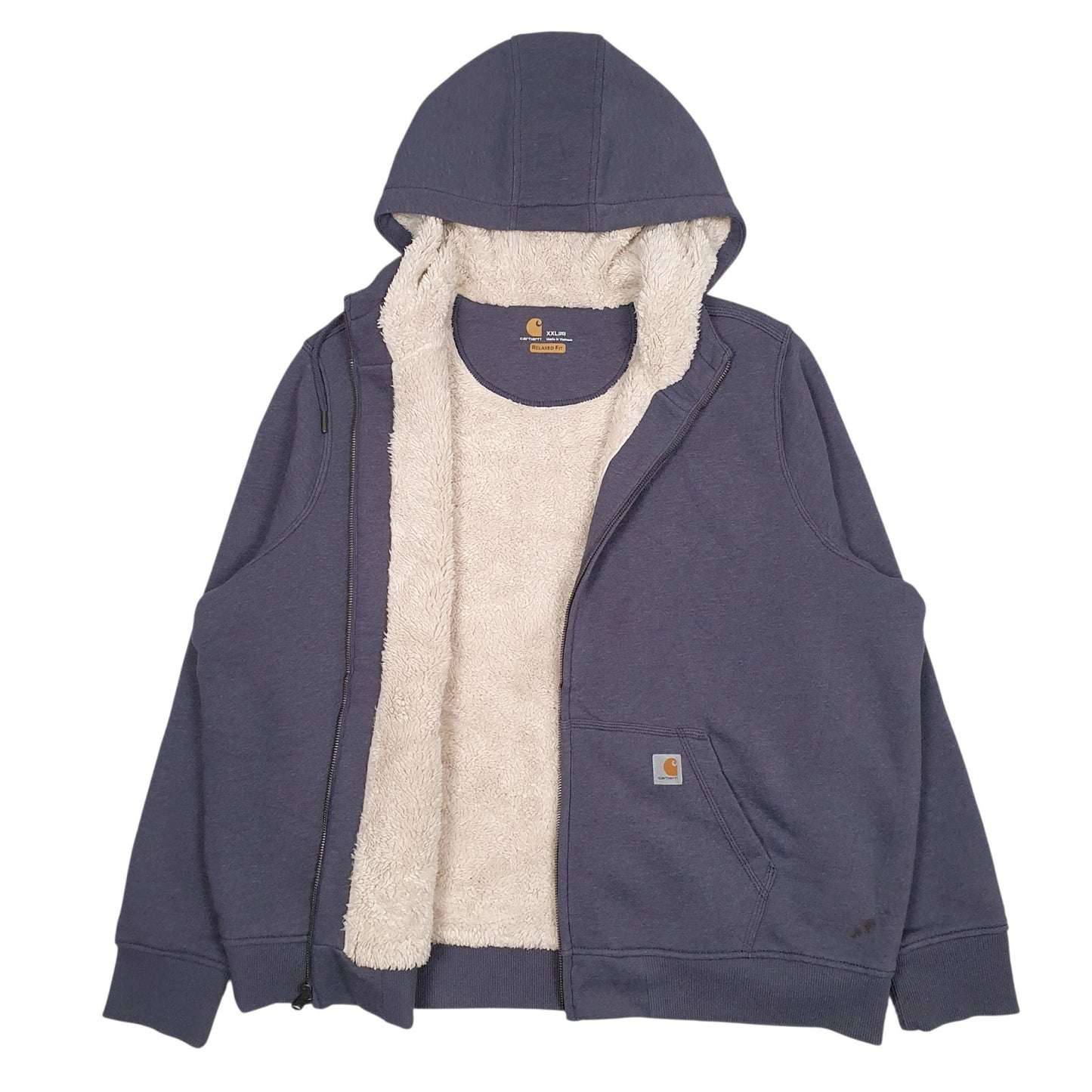 Womens Blue Carhartt Sherpa Lined Full Zip Jumper
