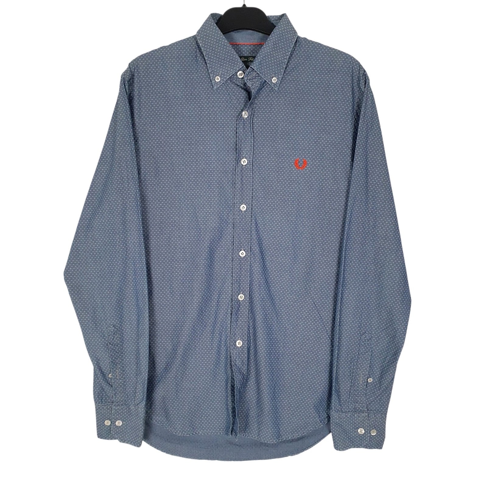 Mens Blue Fred Perry  Long Sleeve Shirt