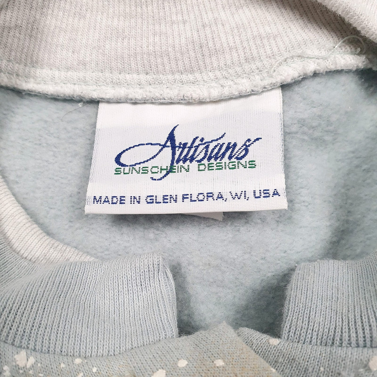Womens Blue Artisans Graphic Vintage 90s Made In USA Cardigan Jumper