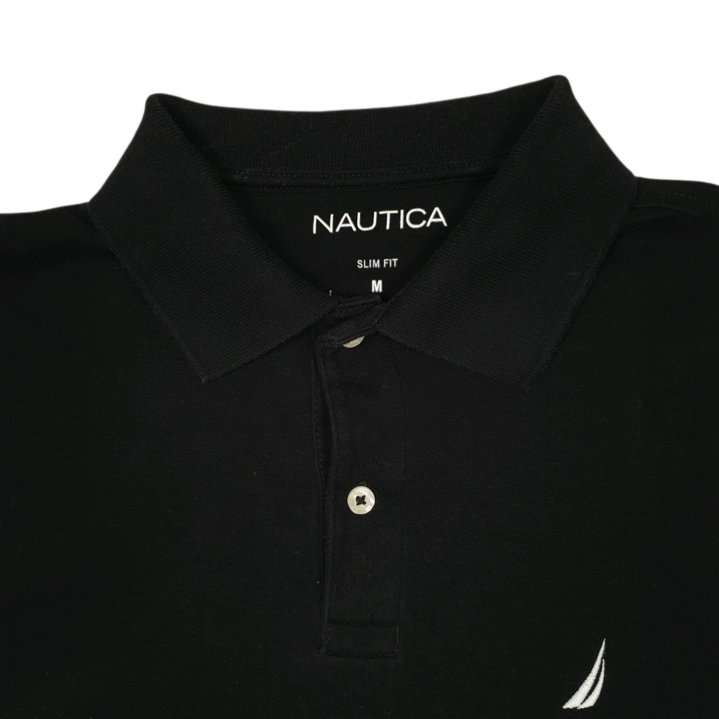 Mens Black Nautica Slim Fit Hoodie Polo Shirt