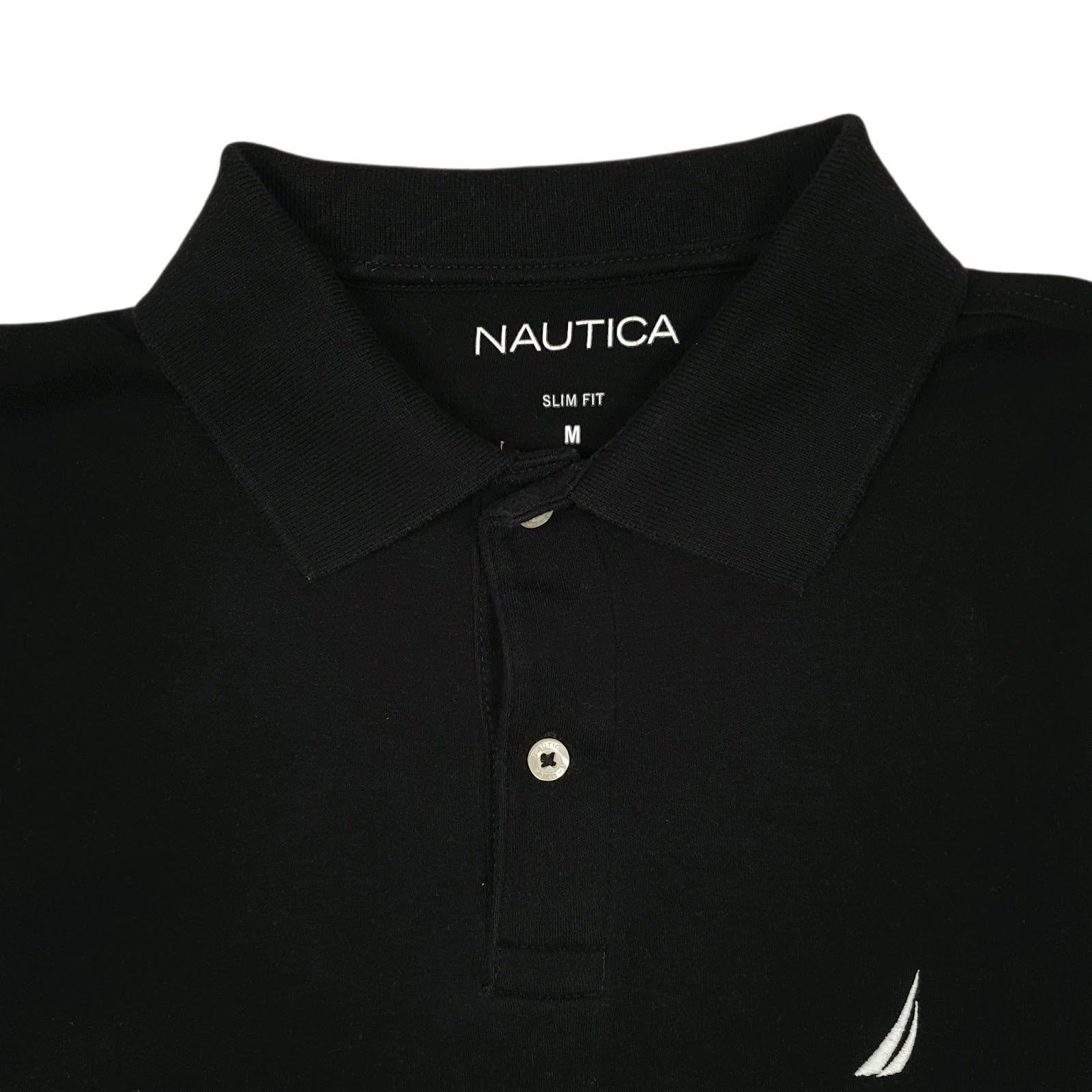 Mens Black Nautica Slim Fit Hoodie Polo Shirt