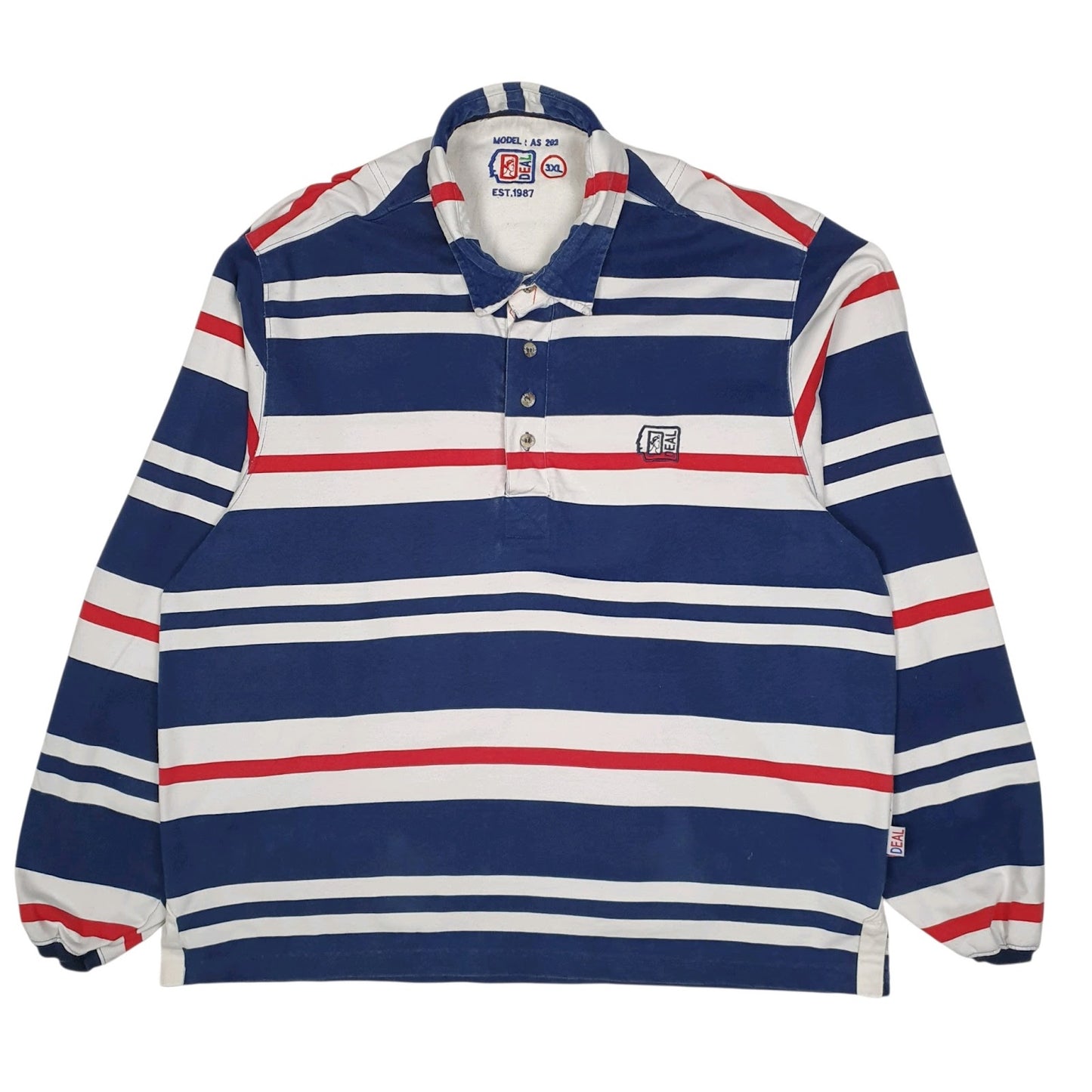 Mens Navy Deal Rugby Long Sleeve Polo Shirt