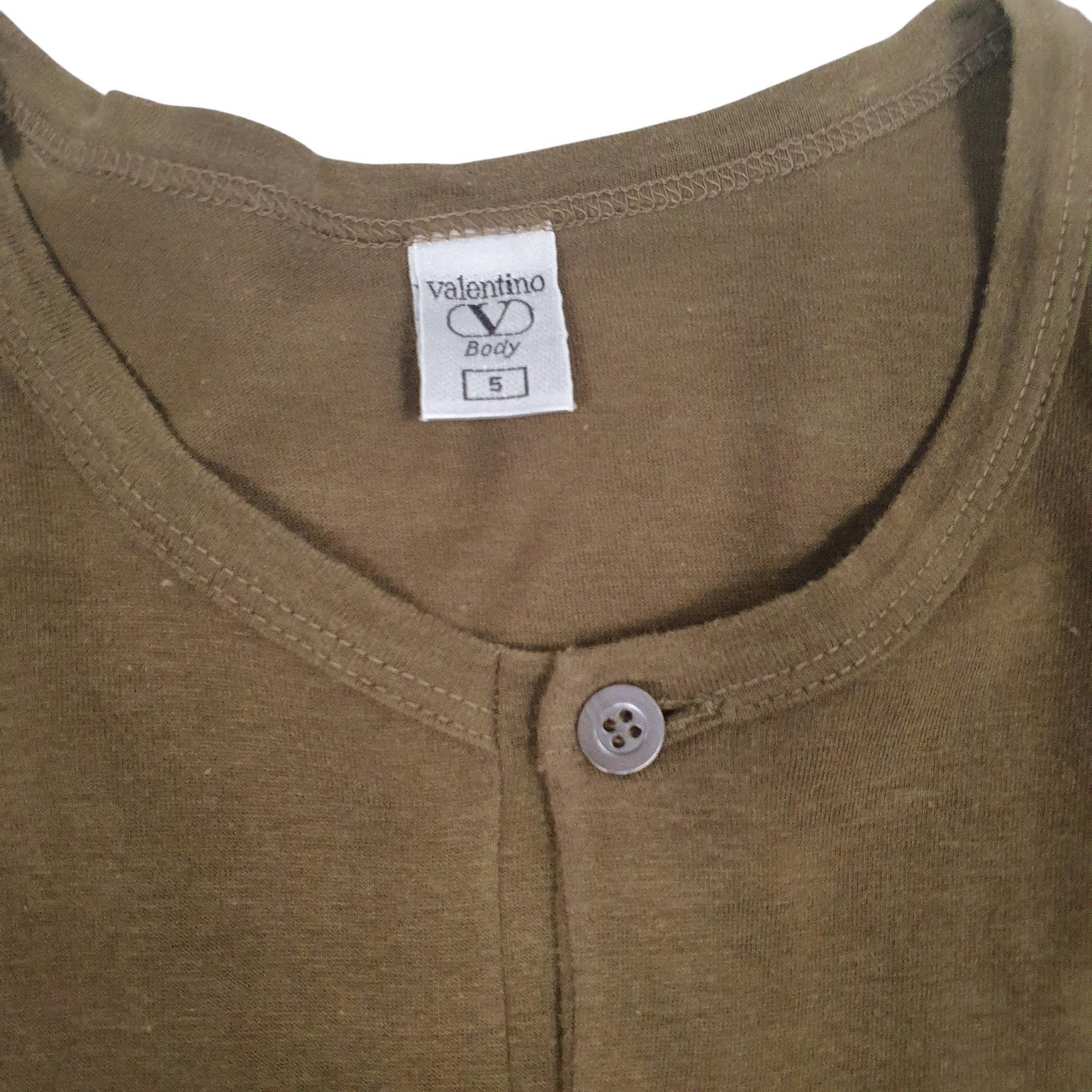 Mens Brown Valentino Vintage Henley  T Shirt