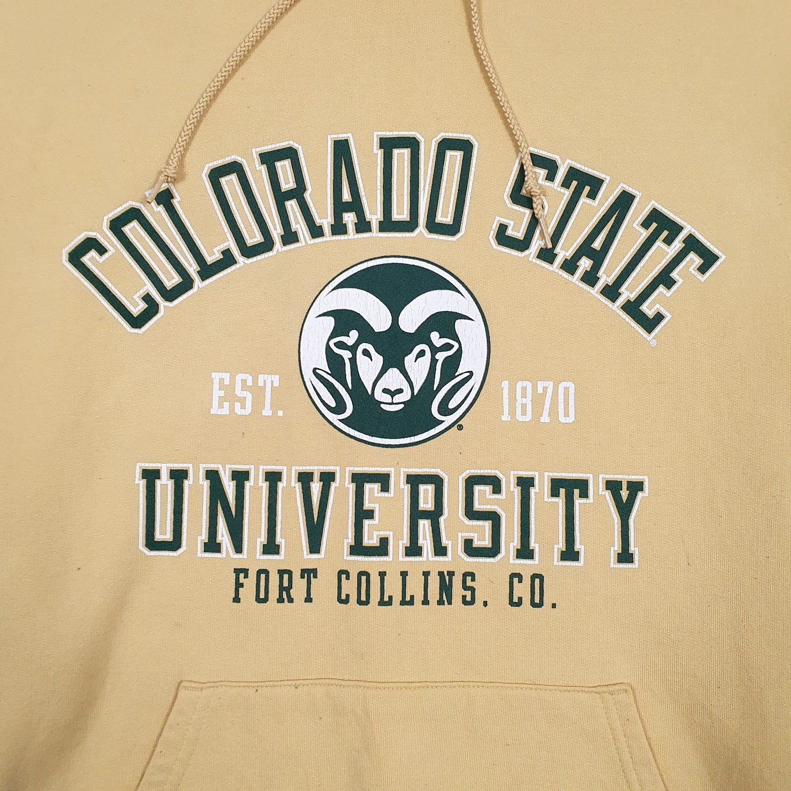 Mens Yellow Champion Colorado University Hoodie Jumper