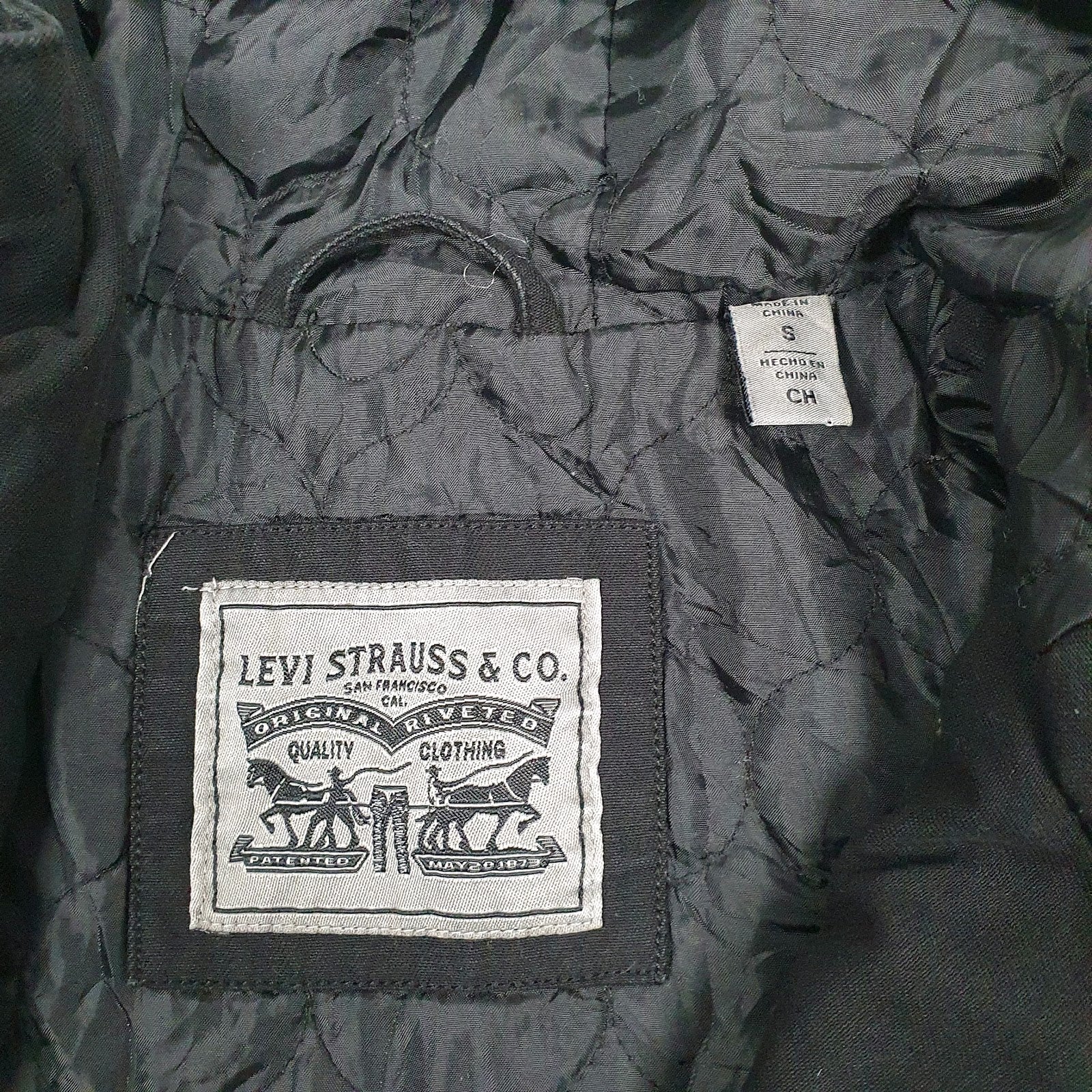 Womens Black Levis Padded  Coat