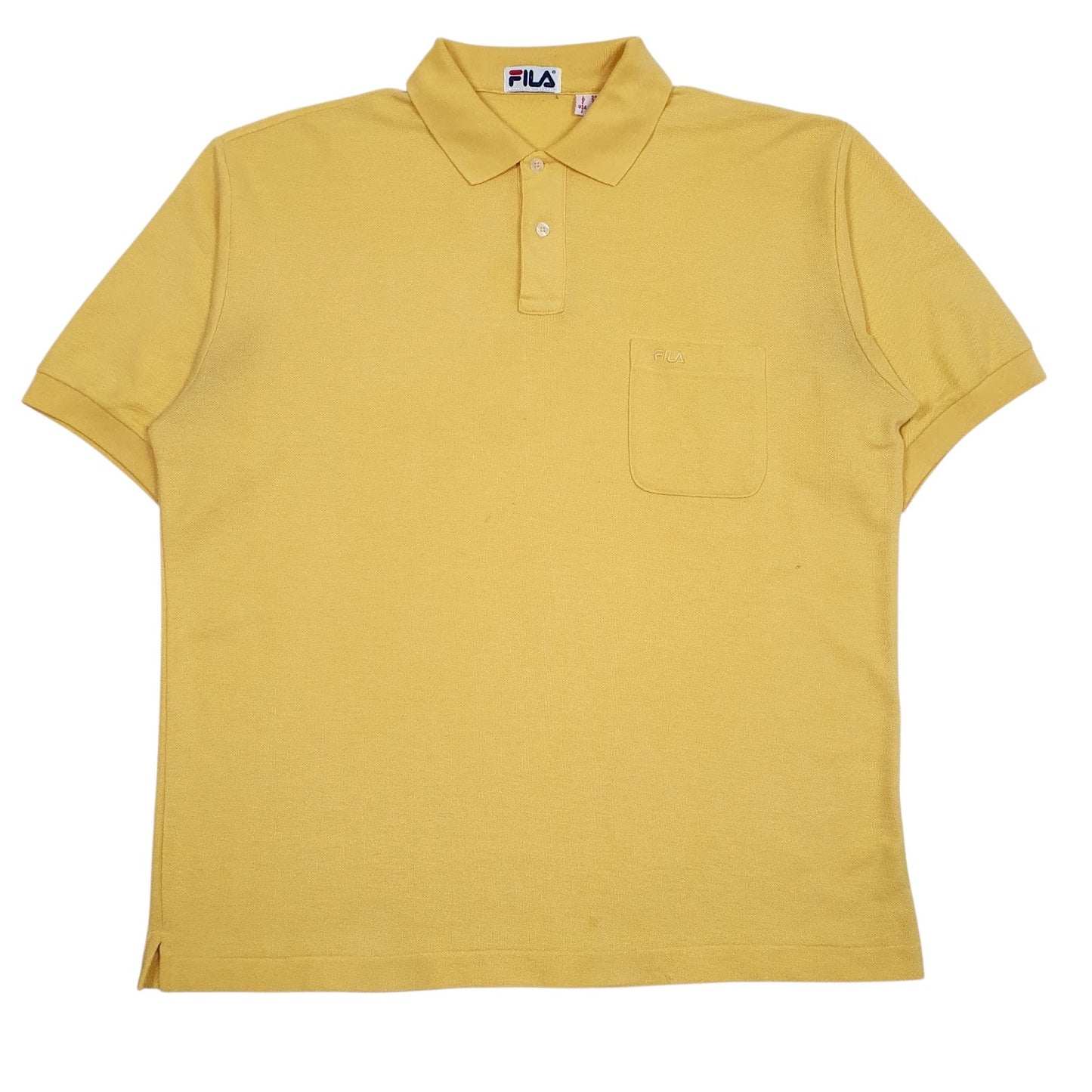 Mens Yellow Fila Vintage Short Sleeve Polo Shirt