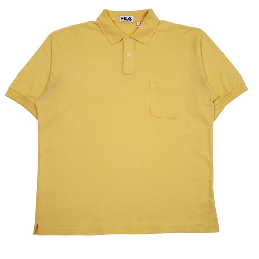 Mens Yellow Fila Vintage Short Sleeve Polo Shirt