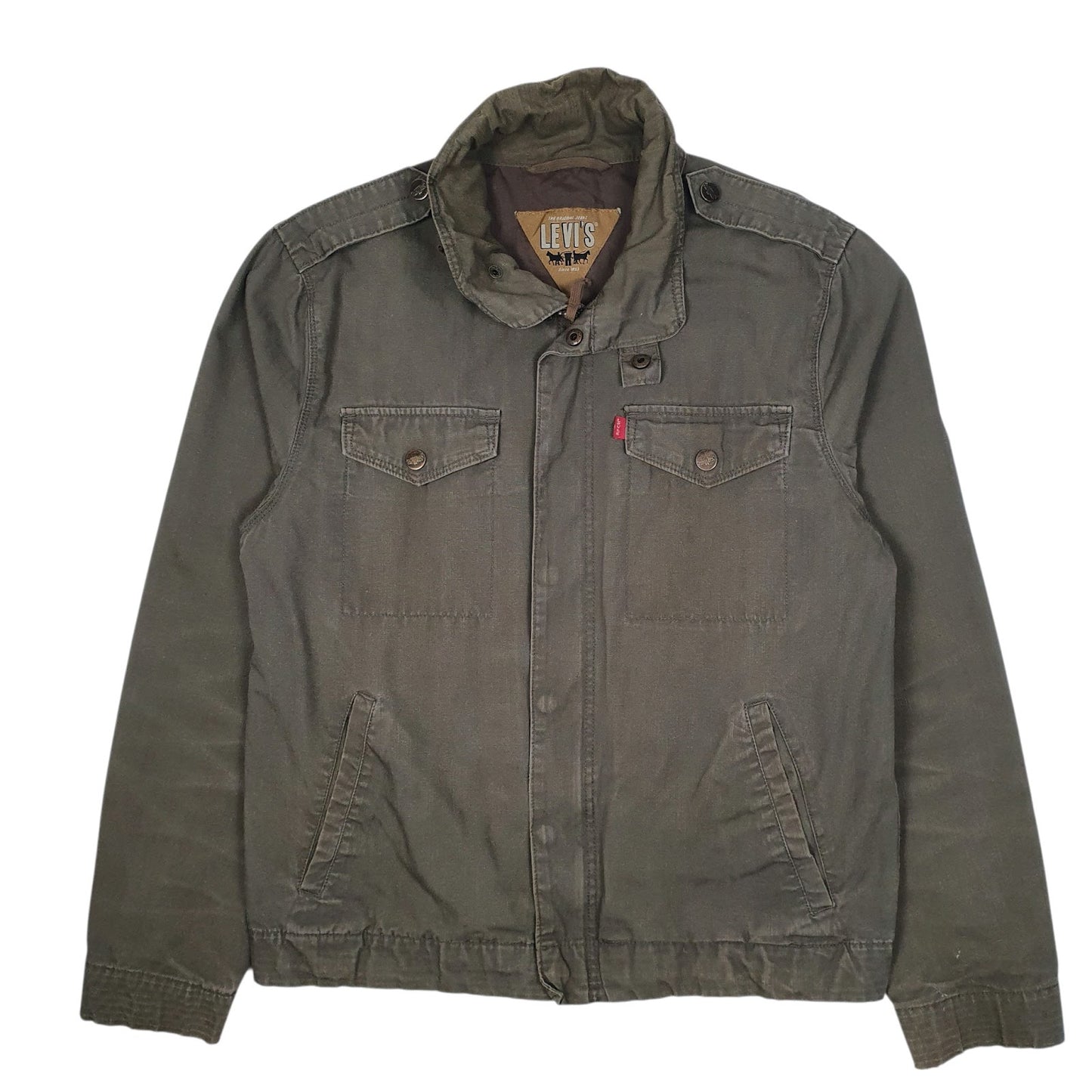 Mens Green Levis Military Windbreaker Harrington  Coat