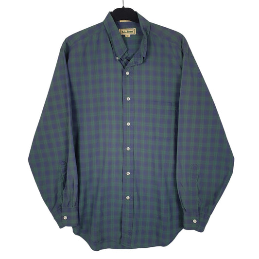 Mens Green L.L.Bean Vintage 90s Long Sleeve Shirt
