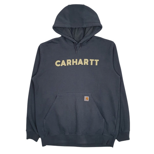 Mens Blue Carhartt Spellout Hoodie Jumper