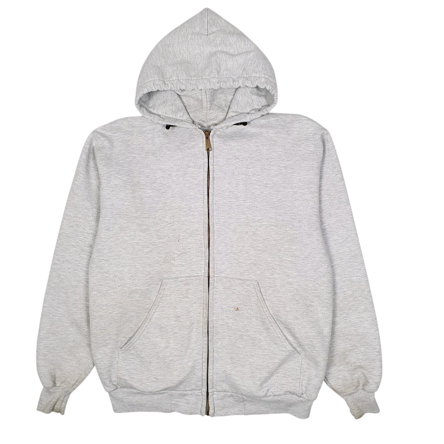 Mens Grey Carhartt Hoodie Vintage 00s Full Zip Jumper