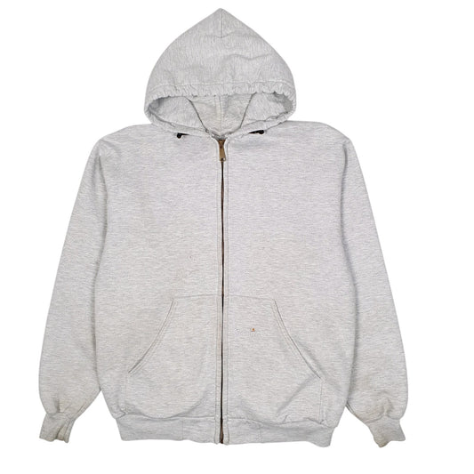 Mens Grey Carhartt Hoodie Vintage 00s Full Zip Jumper