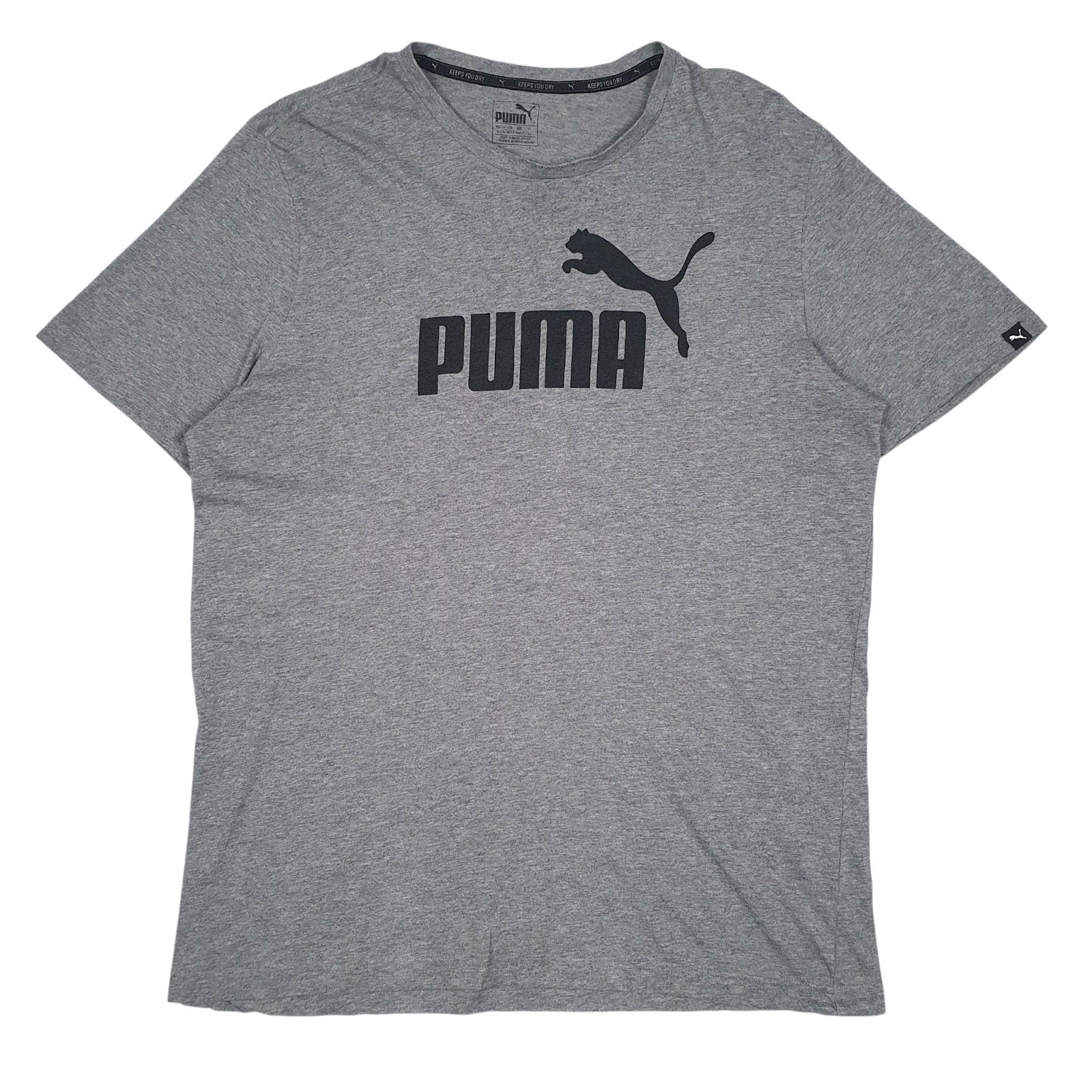 Mens Grey Puma Spellout Short Sleeve T Shirt