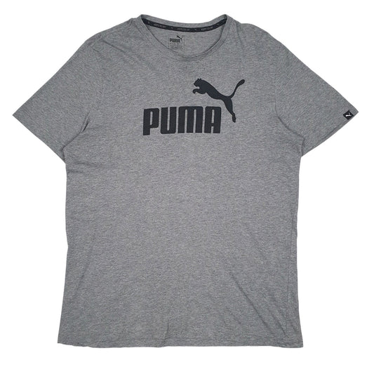 Mens Grey Puma Spellout Short Sleeve T Shirt
