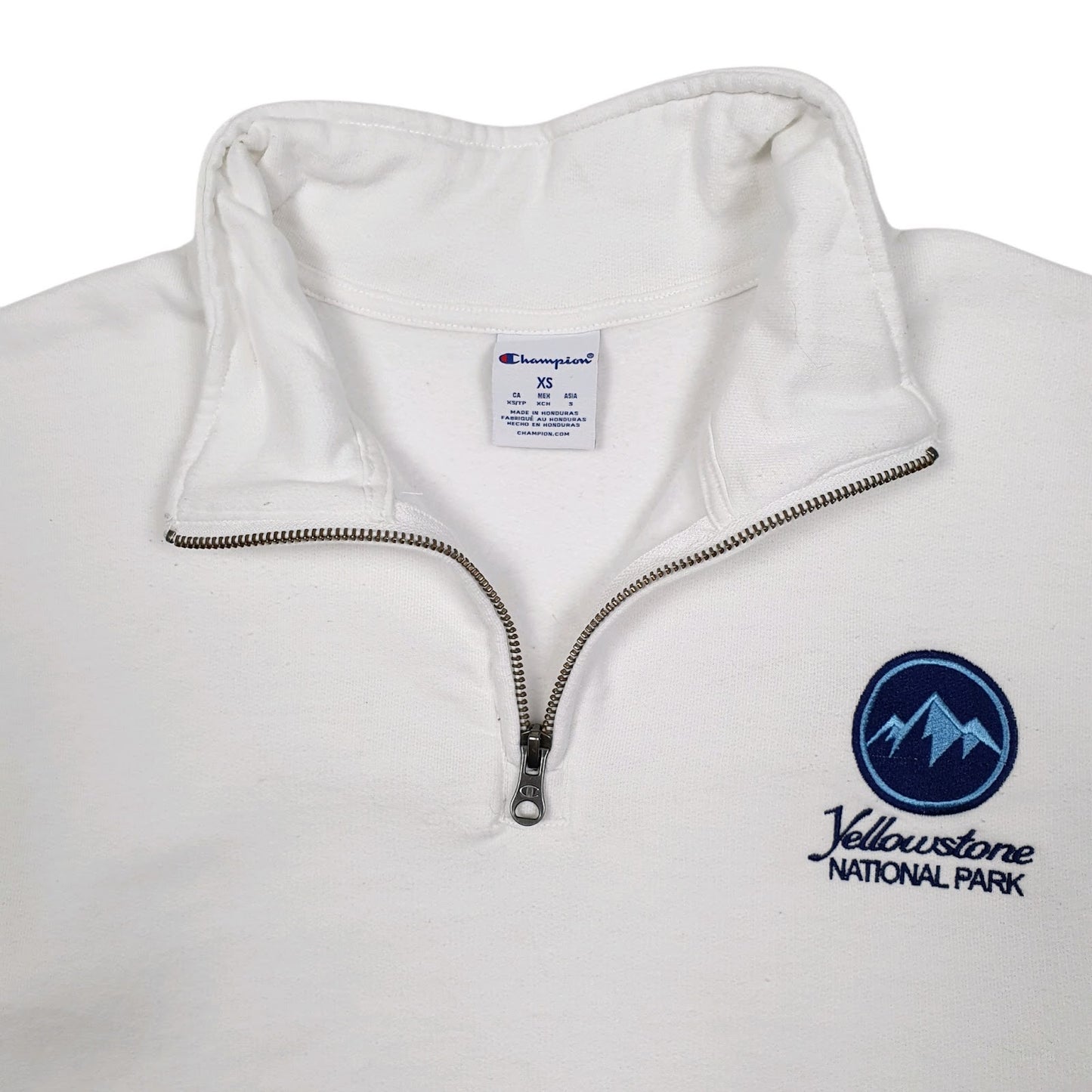 Womens White Champion Yellowstone National Park Quarter Zip Jumper